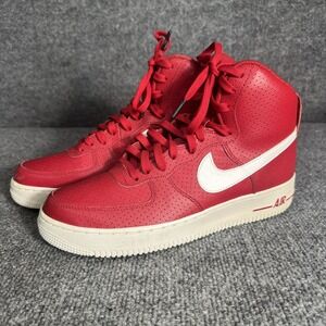 Nike Air Force 1 High Mens Size 9 Red White Athletic Leather Shoes Sneakers